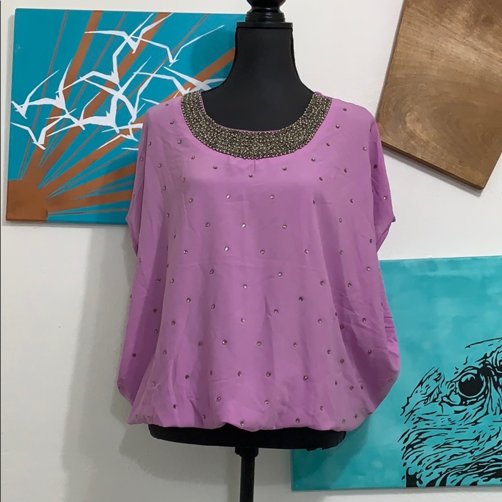 NWOT BCBG Maxazria lavender bubble blouse s